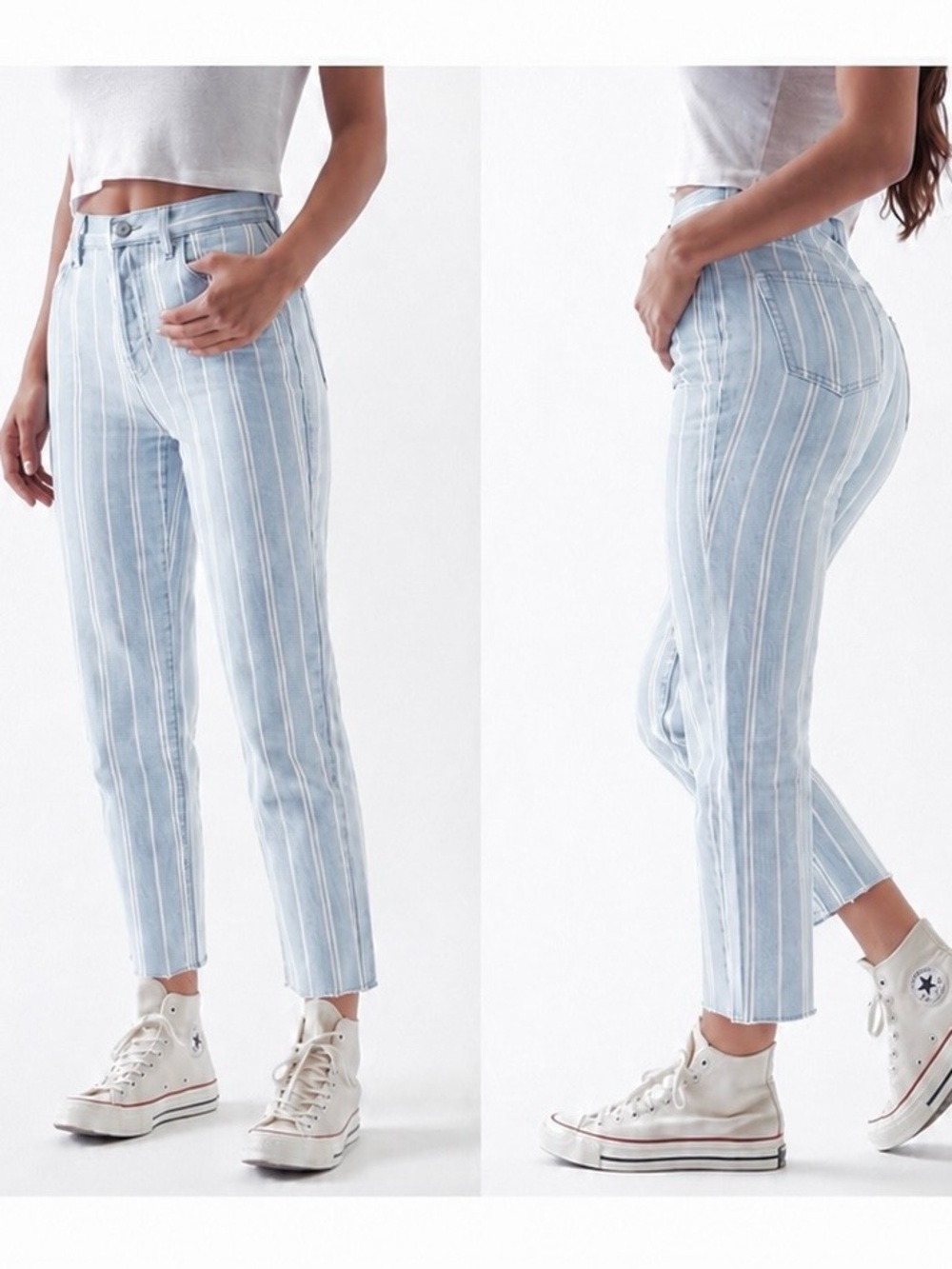PACSUN light wash double stripe mom jeans size 26 like new